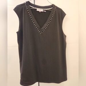 Calvin Klein Embellished Black Sleeveless Tank Top